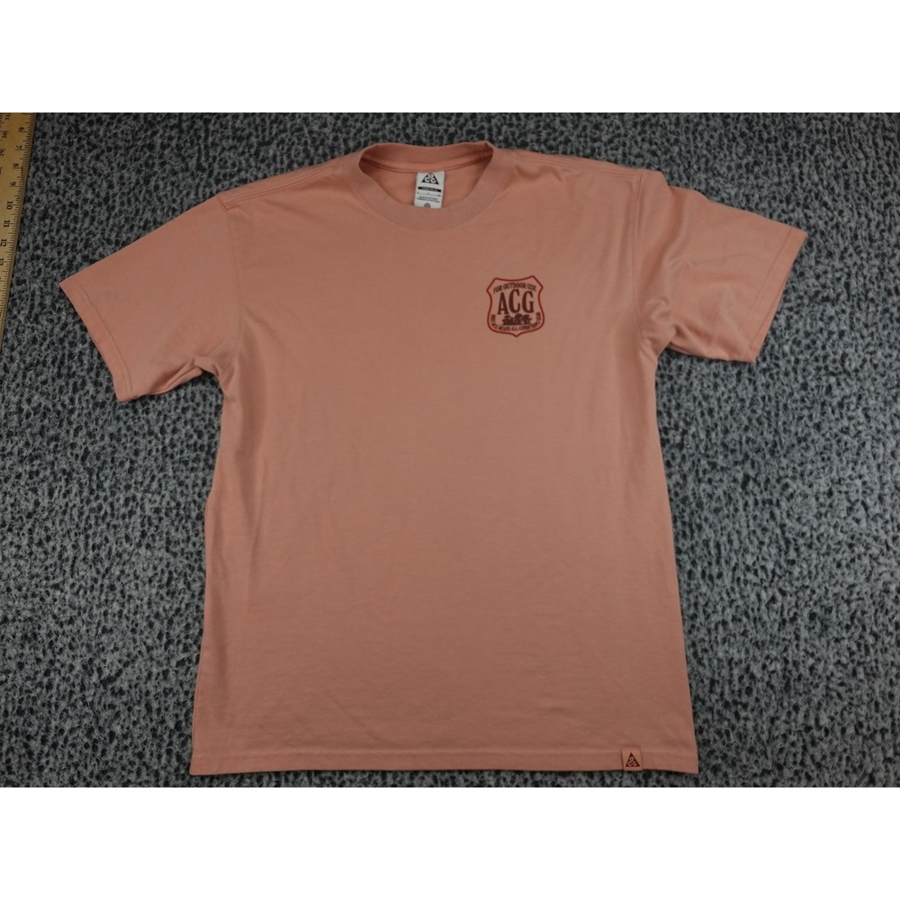 Nike ACG T-Shirt Mens Small Salmon Pink Mushroom Graphic Loose Fit DR7757-824